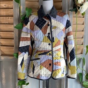 Etcetera mosaic print 💯% Silk button down jacket